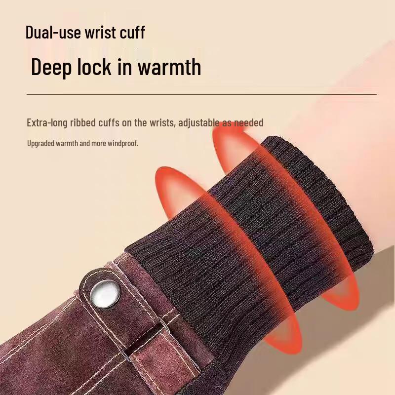 Gants chauds en cuir de porc pour homme automne/hiver