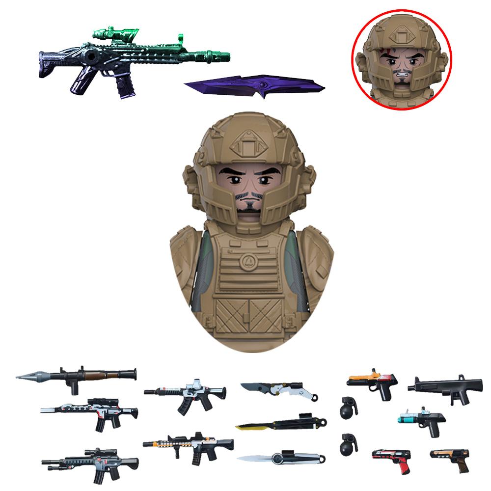 MOC UV Printing Military Building Blocks Accessories Soldier Figures Special Forces Army Sniper Police Bricks Toy Children Gift