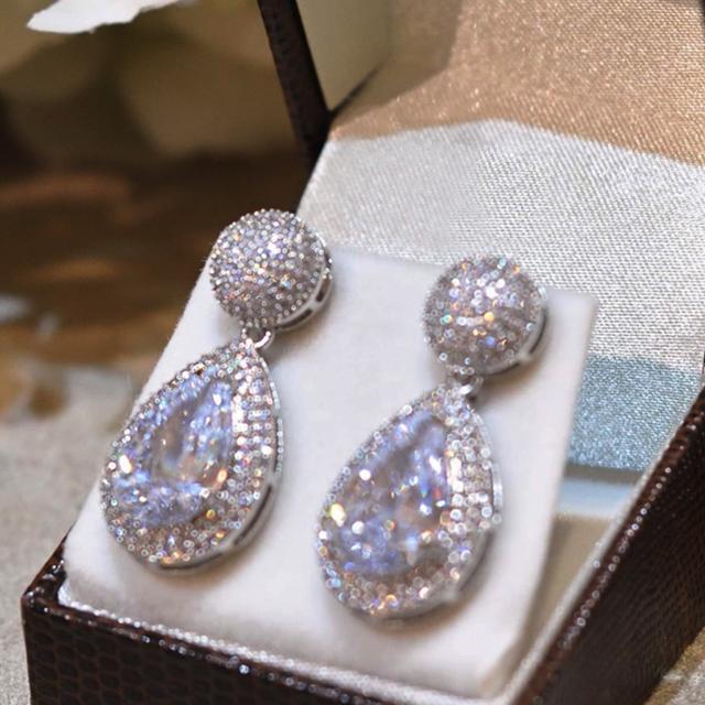 

Благородные женские темпераментные серьги-подвески с блестящими цирконами свадебные аксессуары с нежным дизайном роскошный подарок