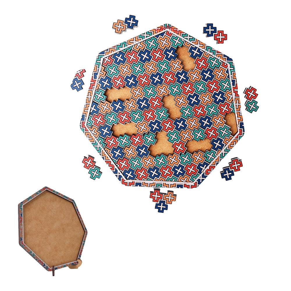 

67-Piece Irregular Shape Wooden Puzzle - Colorful Stress-Relief Christmas Gift