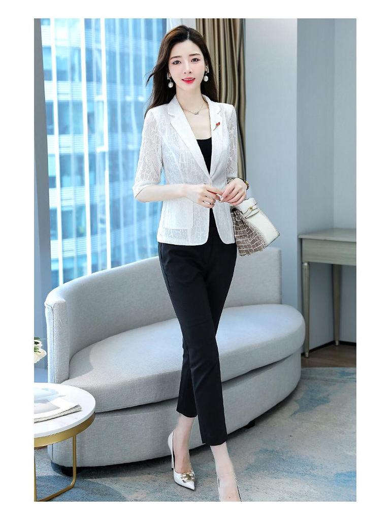 Women's White Lace Sun Protection Jacket - Spring/Summer 2022 Casual Short Blazer