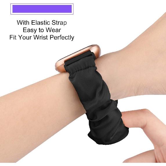 Compatible for Garmin Forerunner 165 Band, Lamshaw 20mm Fabric Elastic Scrunchie Elastic Women Replacement Straps Compatible with Garmin Vivoactive