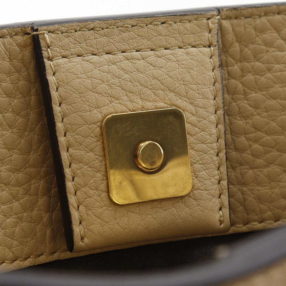 FENDI FF Tote Small Handbag 8BH367 2WAYShoulder beige Calfskin Women Used
