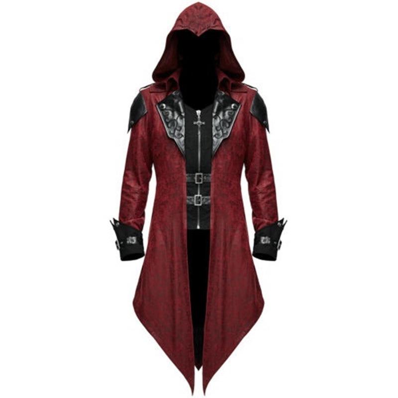Men's Gothic Medieval Halloween Retro Patchwork Coat