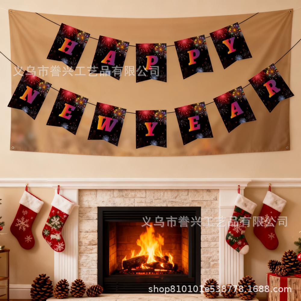 Happy New Year Flag Party Decoration Fishtail Banner