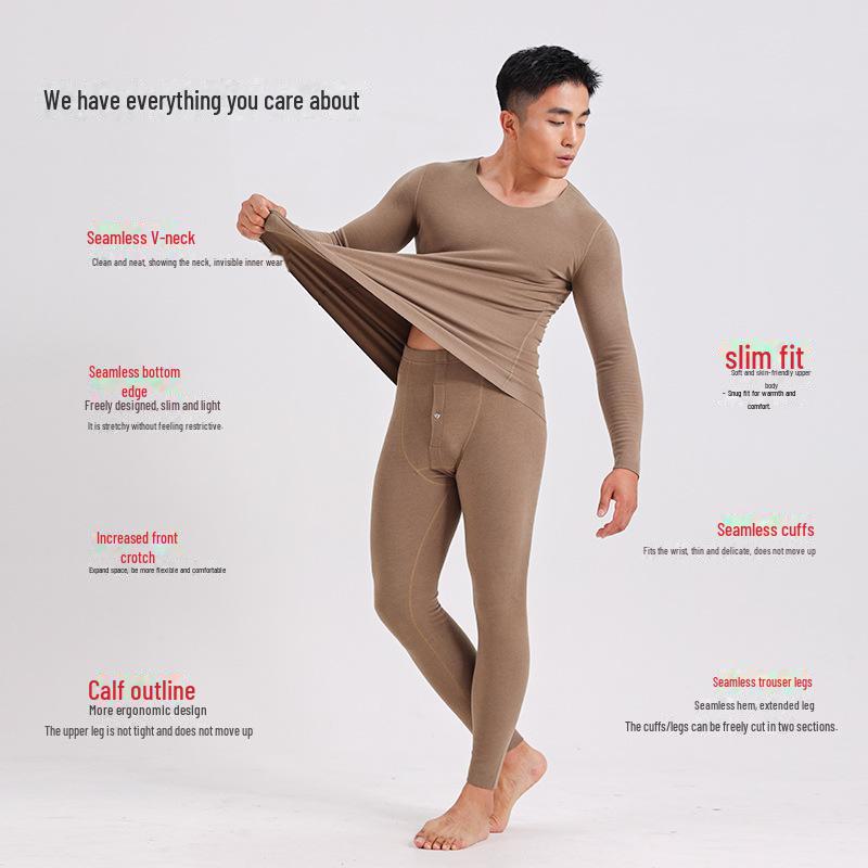 Herren Deutscher Samt Thermo Unterwäsche Set - Nahtlos, Antibakteriell, Übergröße für Herbst/Winter
