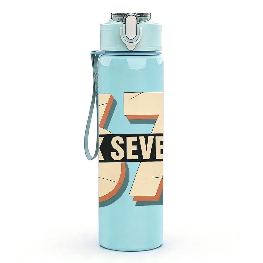 1PC Retro Six Seven Number Badge 750ml Color Plastic Sports Water Bottle Leakproof Flip Straw Lid Suitable for Sports Office Home Use