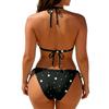 Women Two Piece Swimsuit Halter Neck Triangle Top and Side Tie Bottoms Polka Dot Print Beachwear Swimwear Set