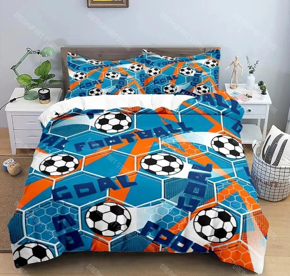 Comforter Bed Linen Room Decor for Boys Gift Twin Queen King Size Cool Football Soccer 3D Bedding Set Duvet Cover Pillowcases