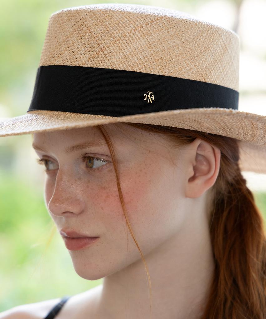 Tatiana Roxy Band Natural Raffia Boater Hat Ht8199