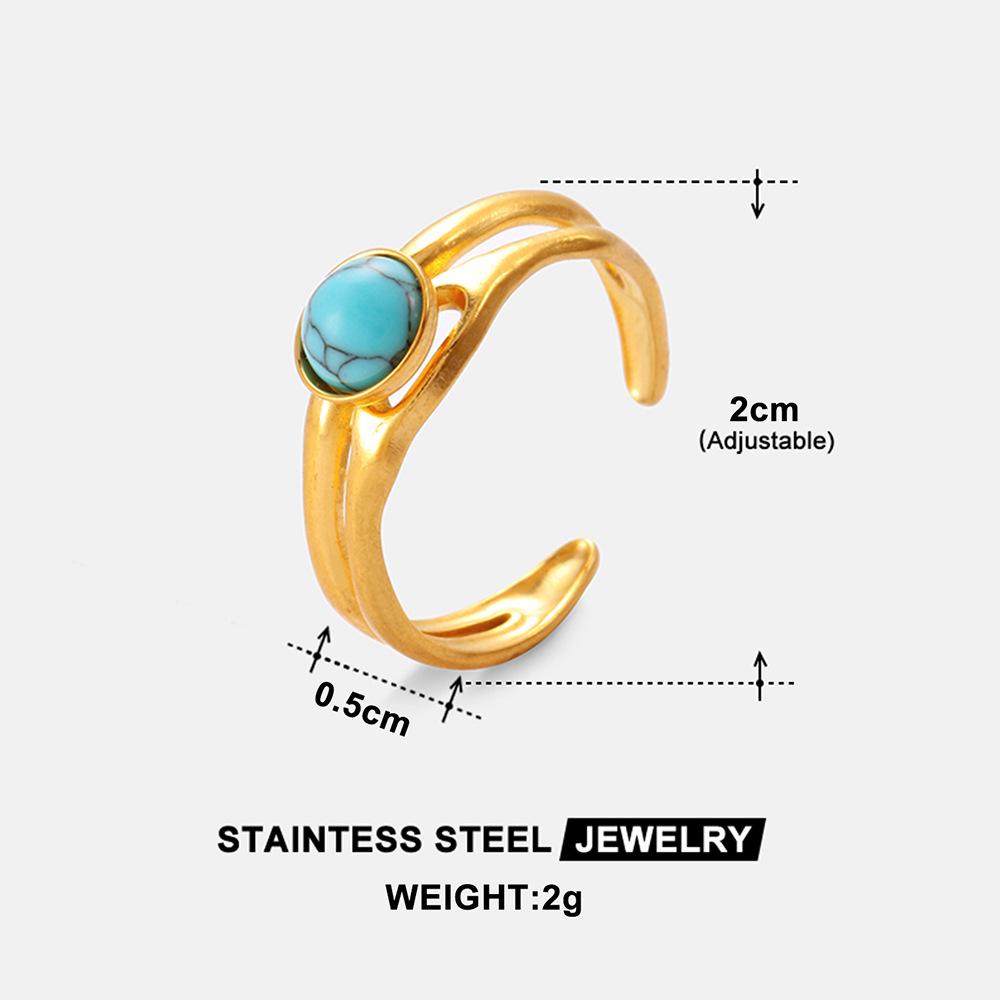 Gold-Tone Stainless Steel Hollow Finger Ring for Women - Non-Fading, Openable, Simple Design.
