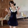Xiaofei Sleeve Lace Splicing Waist A-shaped Skirt Vest Short Skirt Spice Girl Sexy and Thin Waist Summer Suspender A-shaped Skirt