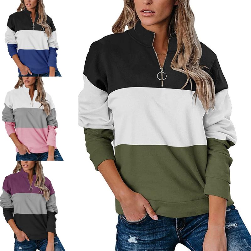 womens casual standing collar loose sweatshirt