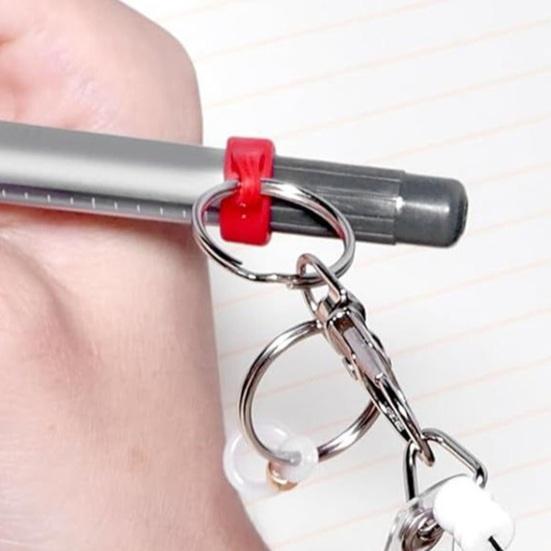 Schlüsselanhänger Dehnbarer Flexibler Schlüsselring mit Karabinerverschluss Stifthalter Leicht Kompakt Edelstahl Silikon Schlüsselkette