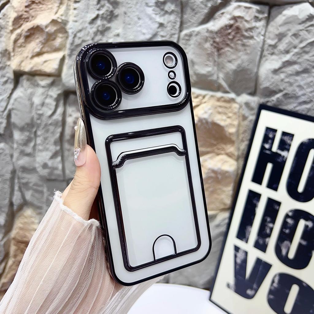 Modische Kartenhaltertasche Hülle Für iPhone 17 16 15 14 13 12 11 Pro Max 17 Air Klar Stoßfest Steckplatz Geldbörse Weiche Galvanik Hülle