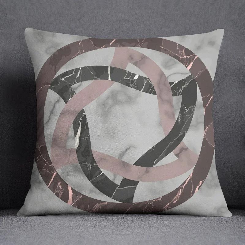 Nordic Luxury Geometric Texture Print Pillowcase Home Bedroom Room Decoration Office Seat Living Room Sofa Cushion Cover 45X45Cm