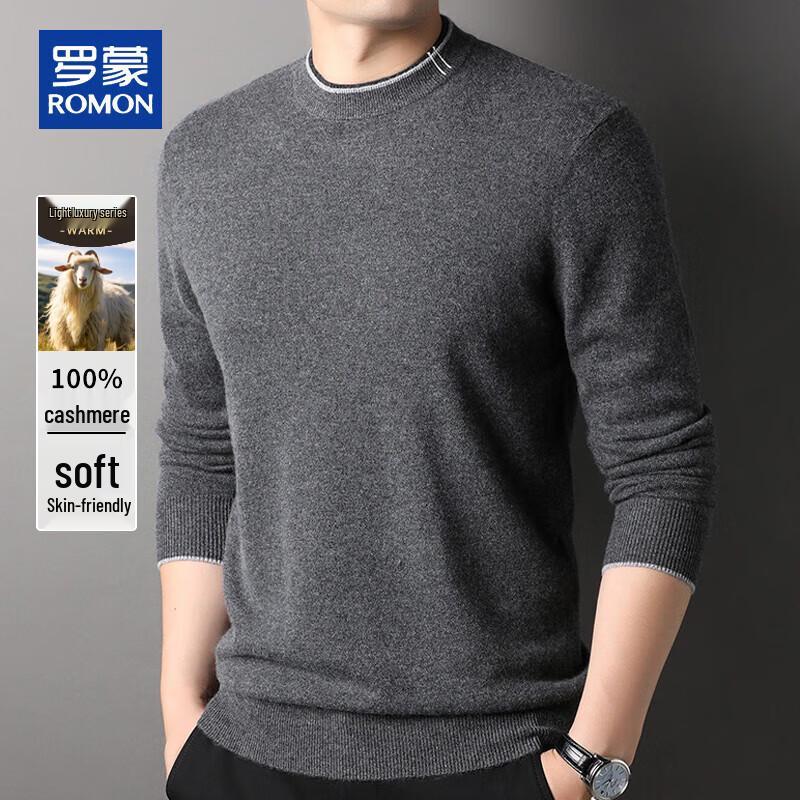 ROMON Men's 100% Pure Cashmere Thickened Pullover Sweater