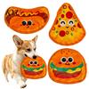 Durable Plush Dog Toys Crinkle Chew Toy, Food Shape Interactive Hamburger Pizza Hot Soft Shaped Puppy Design, Fabric Teething Toy for Small And Medium