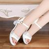 Summer Sandals Women's High-heeled Thick-heeled Fish Mouth Mid-heel Buckle with Patent Leather Color Matching Mother Women's Shoes
