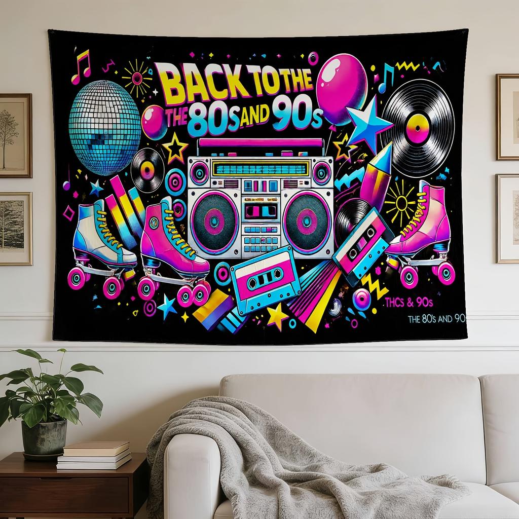 Exquisite Tapestry with Back to The 80S And 90S Pattern, Ideal for Living Room Bedroom Office Decor And Home Party Wall Decoration