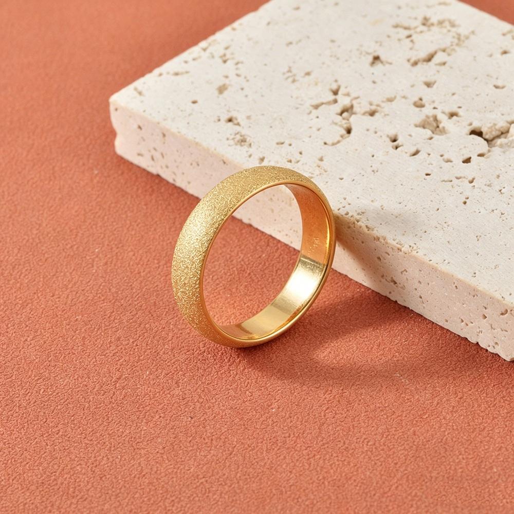 JeeMango High Quality Fashion Simple Scrub Stainless Steel Rings for Women 6mm Width Gold Plated Finger Ring Jewelry Gift R26030