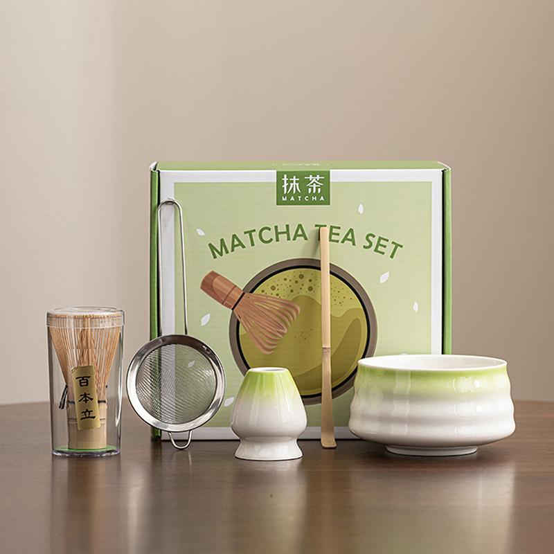 5Pcs Japanese Matcha Tea Set with Matcha Bowl Bamboo Whisk And Scoop Traditional Tea Making Kit Gift Box
