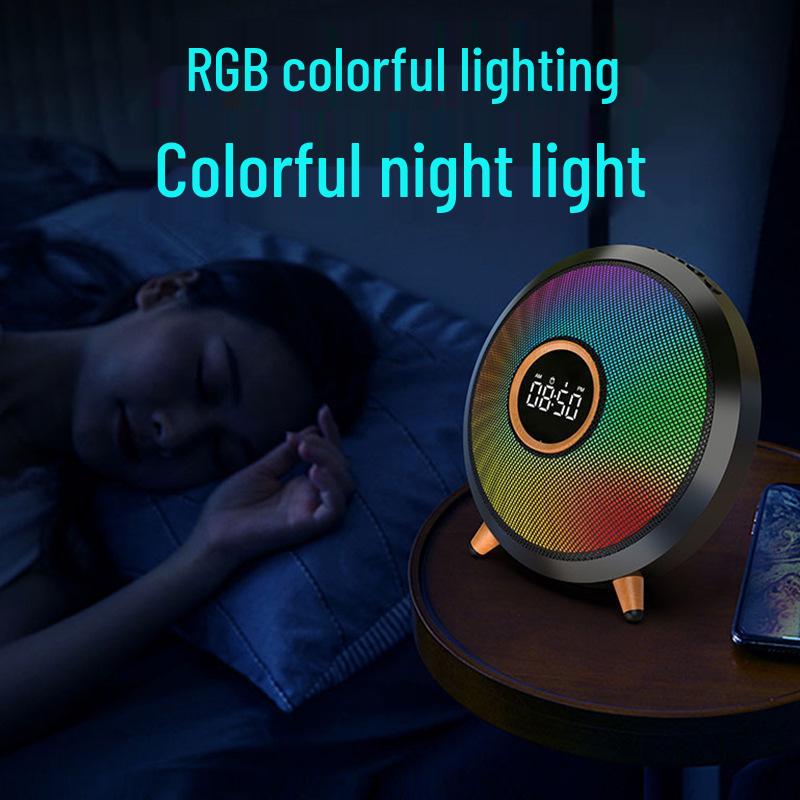 Cross-Border Bluetooth Alarm Clock Speaker with Colorful Atmosphere Light