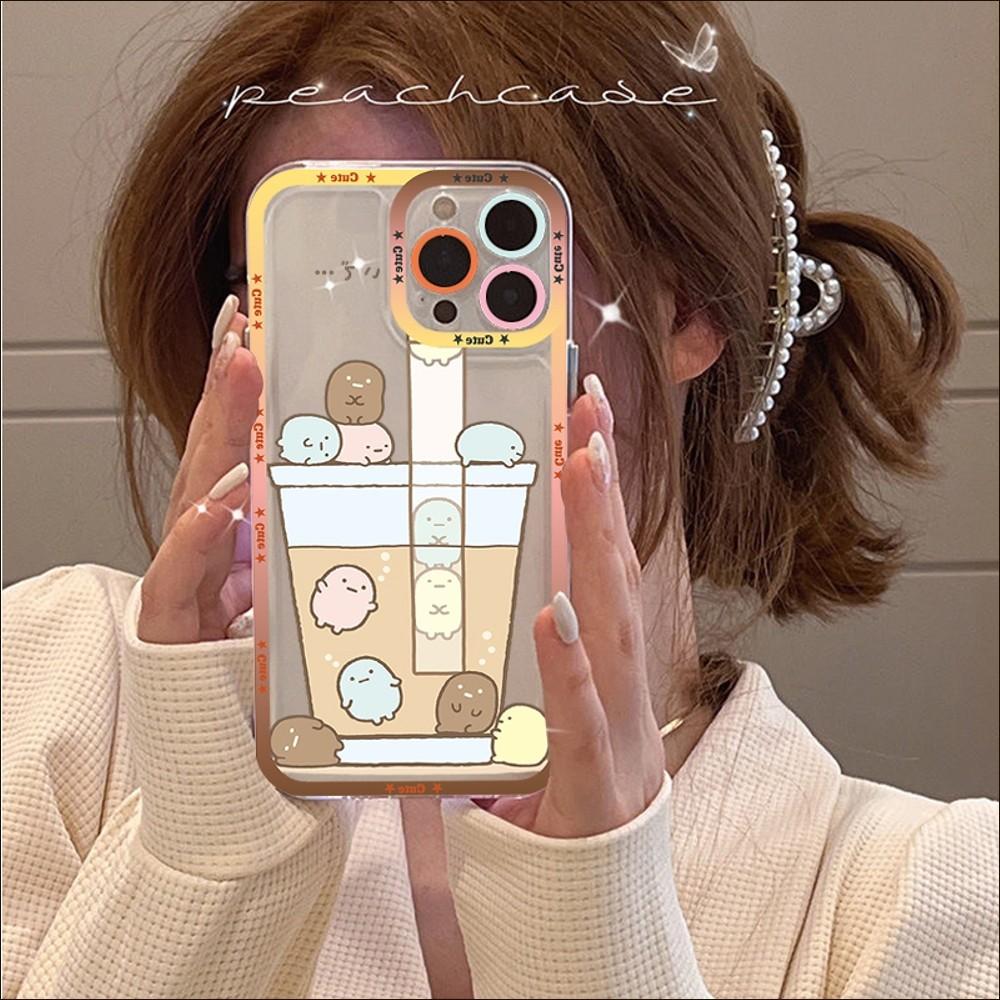Custodia per telefono Kawaii sumikko gurashi per iPhone 13 14 Pro Max XS XR 12 11 Pro 13 Mini 6 7 8 Plus Copertura posteriore morbida trasparente