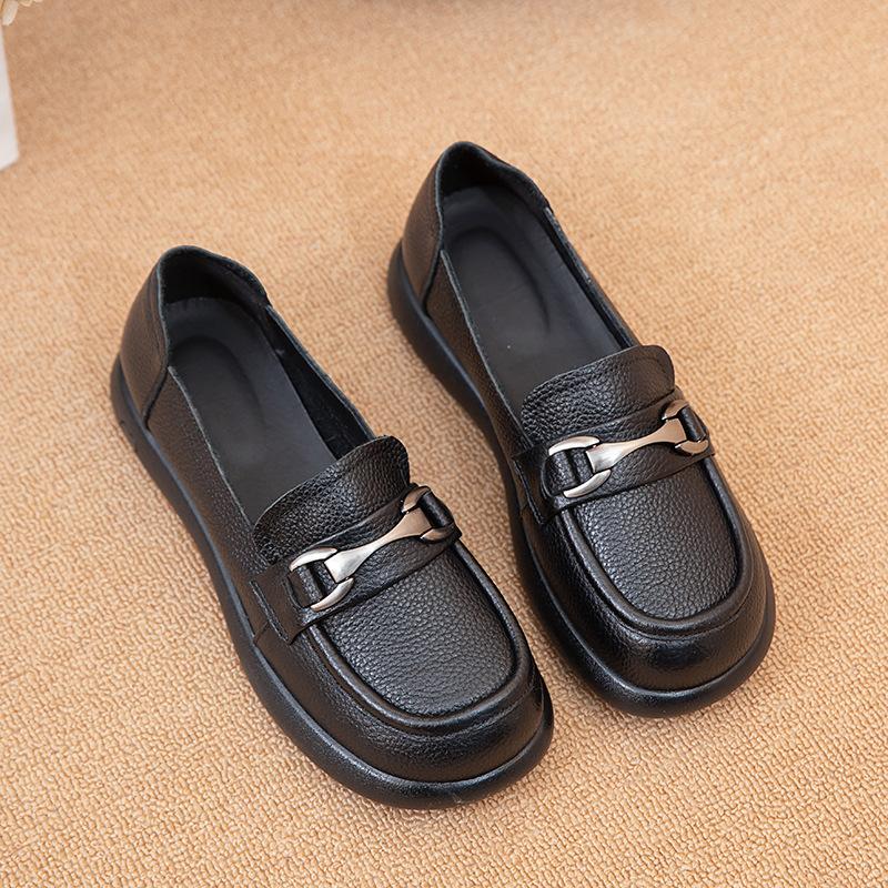 Нескользящая женская обувь Four Seasons из воловьей кожи на плоской подошве с нескользящей шапкой и неглубокой подошвой 35 чёрный 2980₽