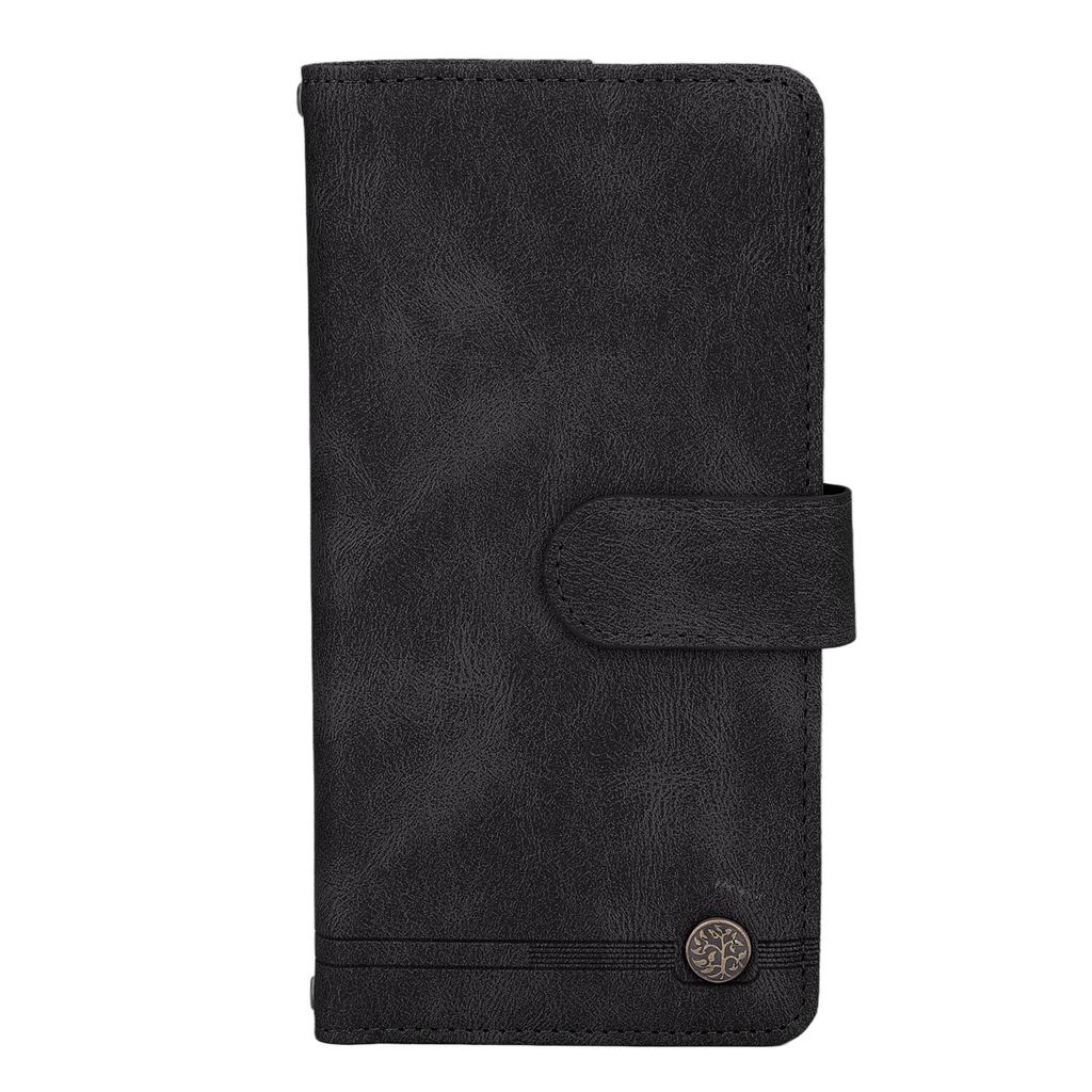 Wallet Phone Case Magnetic Closure Flip Phone Cover with Card Holder Built In Kickstand for Galaxy S21 Ultra Black
