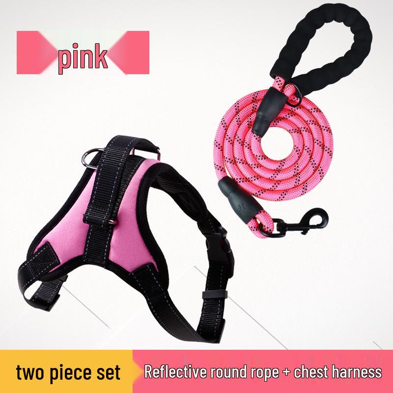 Reflective Rope Dog Leash & Harness for Small, Medium, Large Breeds