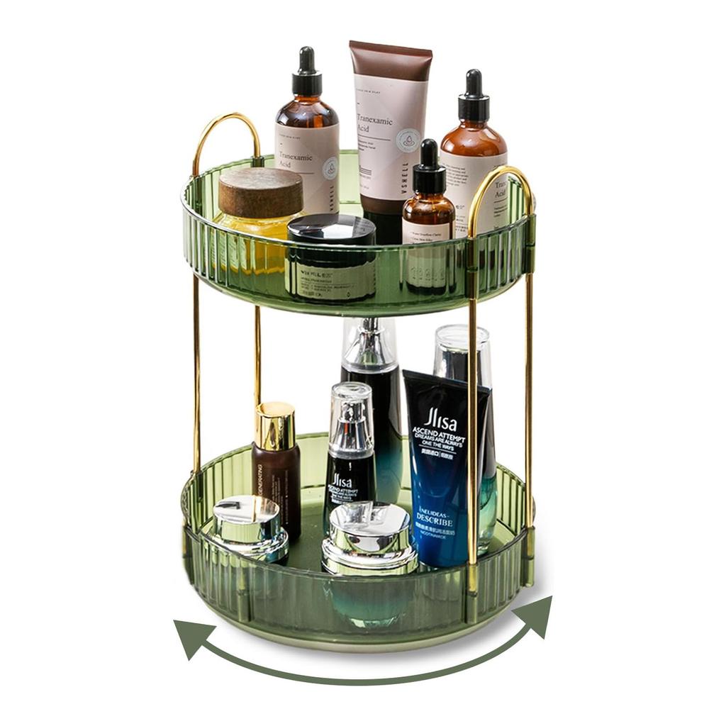 360 Rotating Makeup Organizer - 3-Size Spinning Cosmetic & Skincare Holder For Vanity Countertop 3 Colors