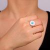 Turquoise Rings for Women Stainless Steel Gold Natural Stone Crystal Ring Bohemian Jewelry Valentine Gift