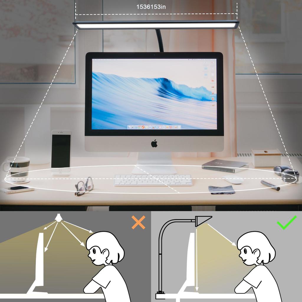 Touch Dimmable LED Desk Lamp for Office Home Eye-Caring Table Light with Adjustable Gooseneck