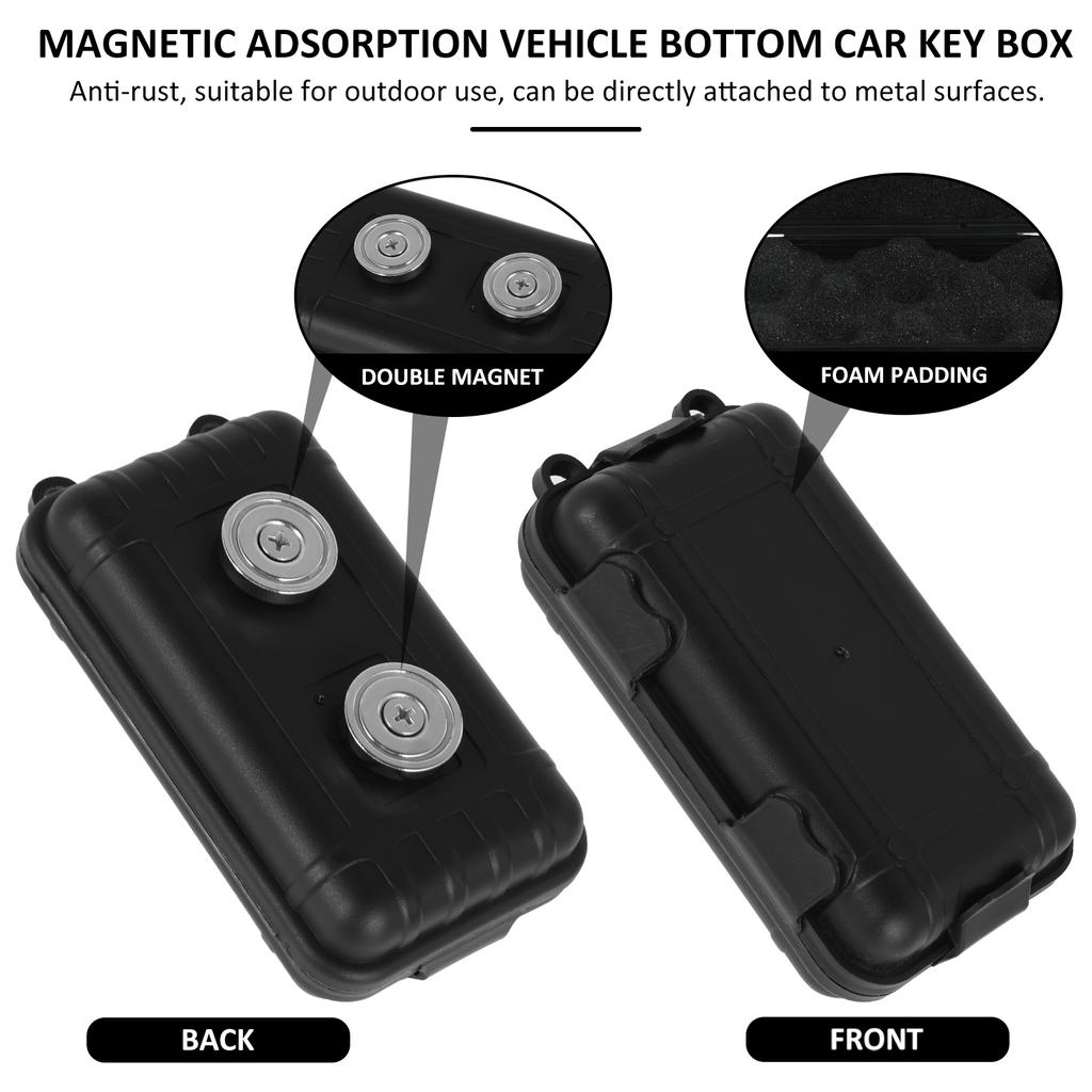 Magnetic Key Holder Under Car Hide Key Box with Strong Magnet Waterproof Magnetic Key Hider Rustproof Magnetic Storage Box