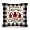Christmas checkered pine theme Digital printing short plush pillow covers for car sofa office cushion cover home goods 60x60cm