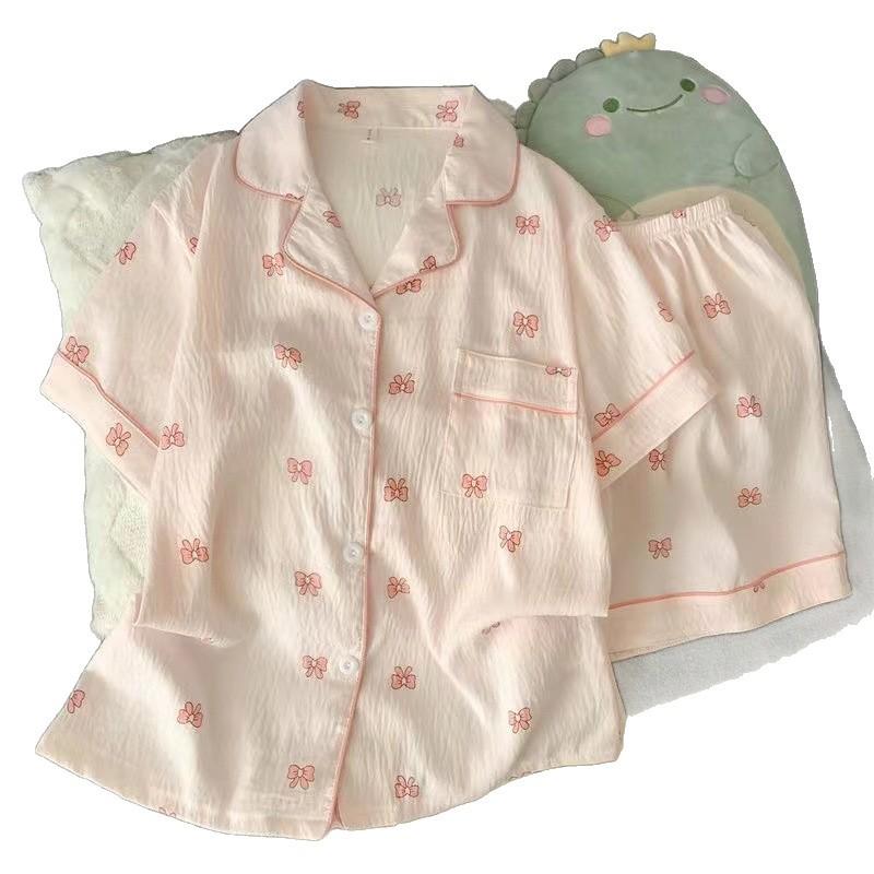 Summer new pajamas women's short-sleeved shorts thin cloud cotton cartoon cute large size Korean version loungewear