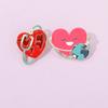 Novelty Red Stethoscope Heart And Earth Design Enamel Brooches Funny Doctor Nurse Golden Pins