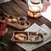 Platou de servire cu compartiment din lemn, farfurie ovală pentru alimente, tavă din lemn, ceașcă de ceai, farfurie, tăvi, farfurie cu fructe, depozitare, decor de masă de bucătărie