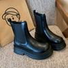 Herbst und Winter Britischer Stil Plateau Dicke Ferse Chelsea Boots Großer Schaftumfang Kurze Stiefel Martin Boots Dünn Erweitert Große Größe Damen