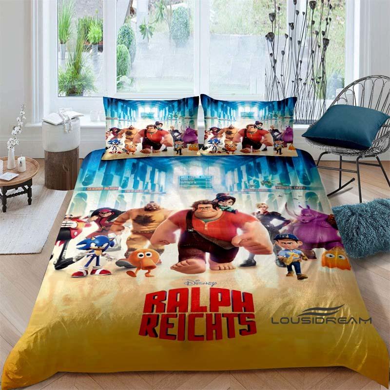 2026 Nuovo Film d'Animazione "Ralph Spaccatutto" Copripiumino e Federa, Set Biancheria da Letto per Bambini, Decorazione per la Camera da Letto