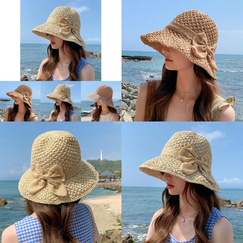 Versatile Women's Straw Hat Wide Brim For Sun Protection With Elegant Bow Knot