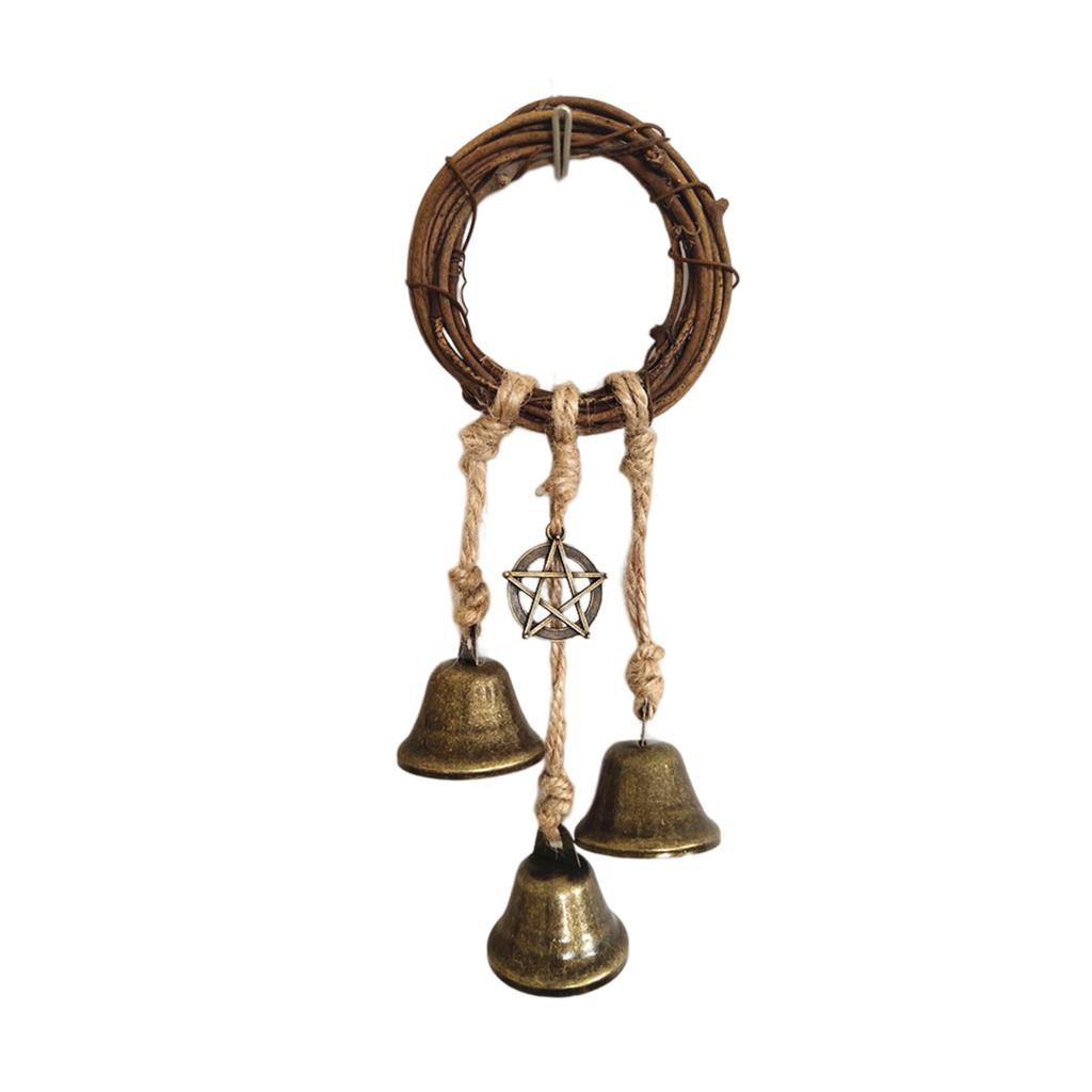 Witch Bell Door Handle Hanger Wiccan Wind Chime Bohemian Home Room Decoration with Protective Features for Indoor Use