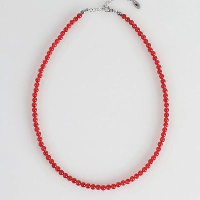 BICYCLE TROPHY BT Gemstone Necklace 10 (4mm Ice Jade Red)