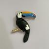 Verstellbare Emaille Tukan Vogel Brosche Bunter Unisex Schmuck Übertriebene Papageien Ohrringe Täglich