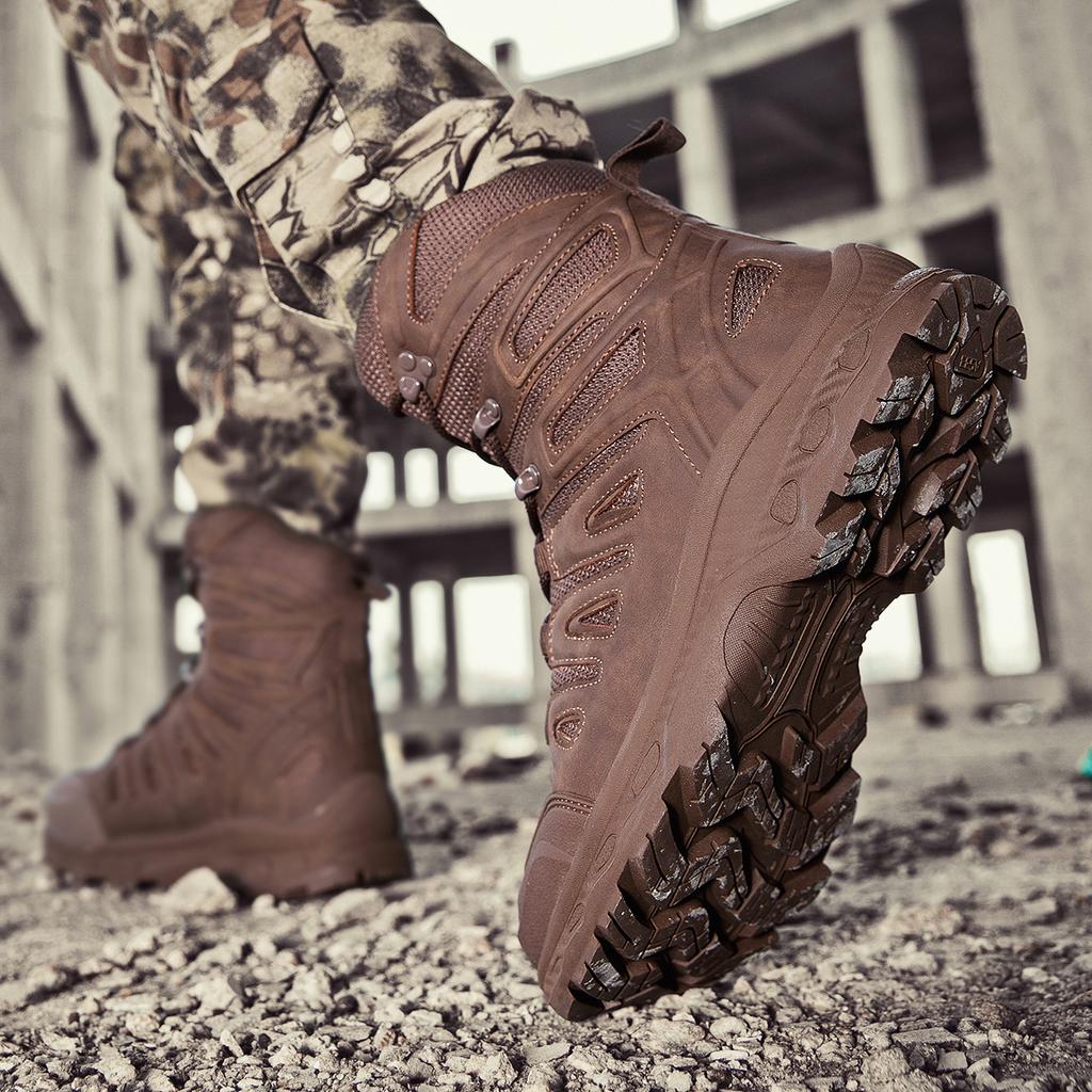 TUINANLE Man Safety Shoes Work Army Boots Breathable Slip Resistant Desert Climbing Hiking Shoes for Men