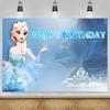 Disney Frozen Background Custom Elsa Anna Princess Girls Birthday Snow Queen Winter Ice Castle Baby Shower Photography Backdrop