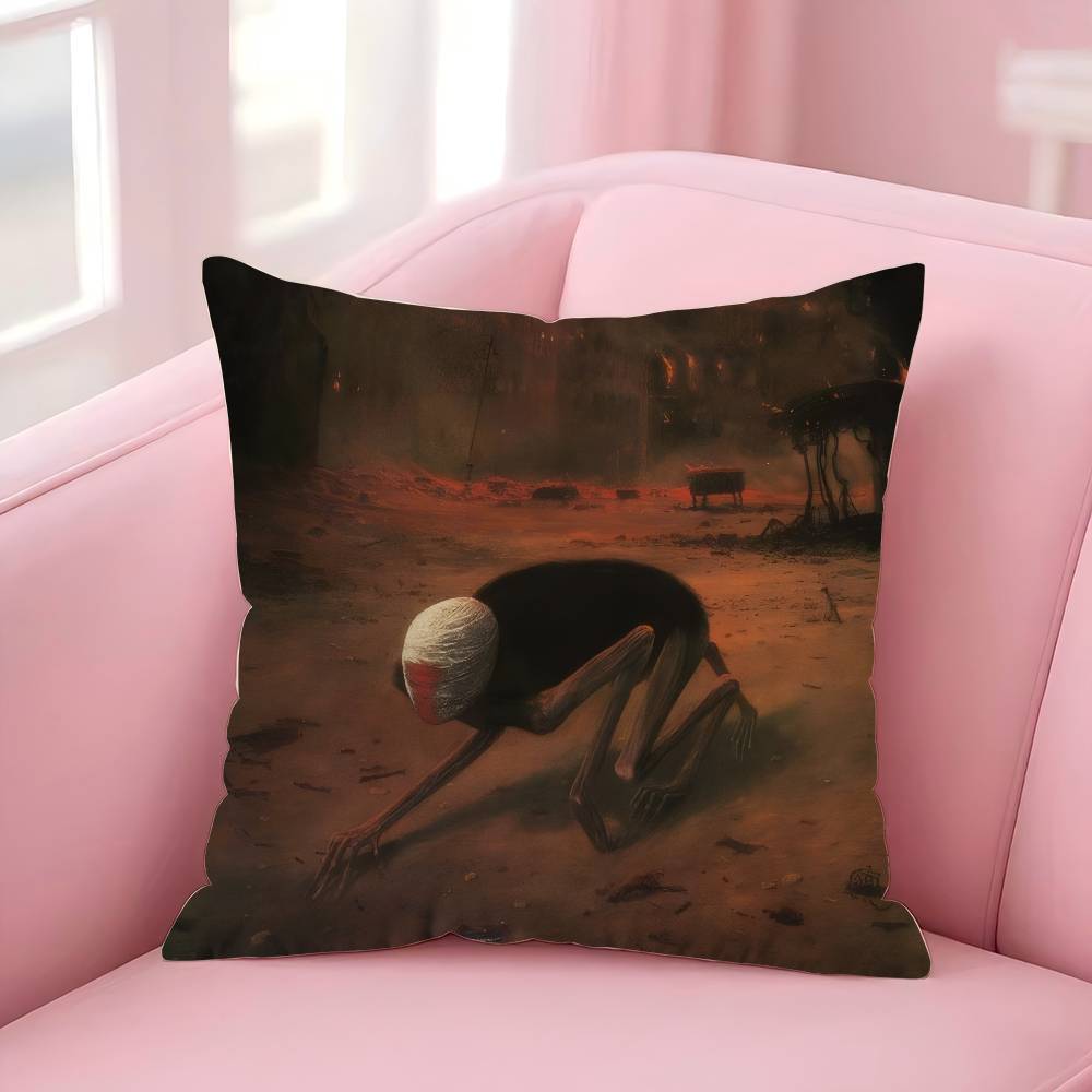 Z-ZdzislawBeksinskis Art  Pillow Covers Cartoon Sofa Decorative Home Double-sided Printing Short Plush Cute Cushion Cover