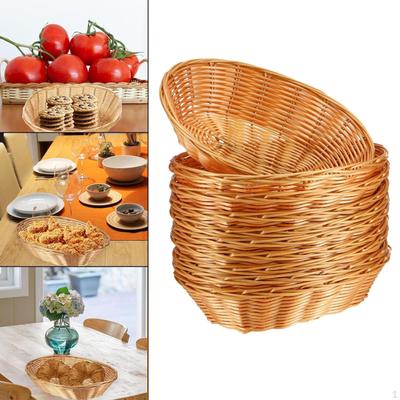 10 Pieces Oval Woven Fruit Basket Empty Vegetables Bread Food Serving Baskets