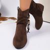 Retro Ethnic Short Boots for Women New Autumn Winter Style with a Round Toe Sleeve Simple Comfortable Daily Casual Women's Boots
